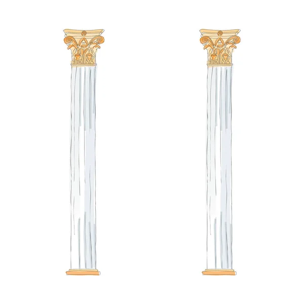 Griego doodle Doric columnas corintias jónicas. Ilustración vectorial Arquitectura clásica — Archivo Imágenes Vectoriales