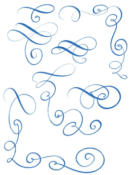Collection of calligraphic strokes, flourish for decoration and separation in design — Stock Photo, Image