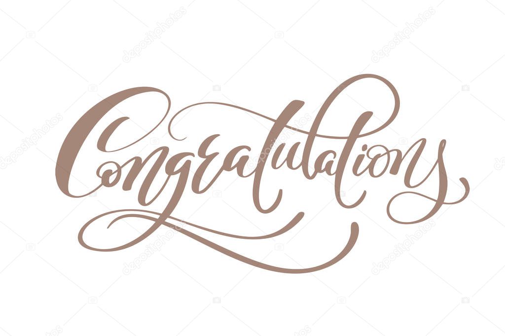 Congratulations Hand lettering Calligraphic greeting inscription Vector handwritten typography