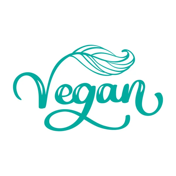 Kalligrafie belettering handgeschreven groen woord Vegan op witte achtergrond. Hand getekende moderne lettertype. Vectorillustratie — Stockvector