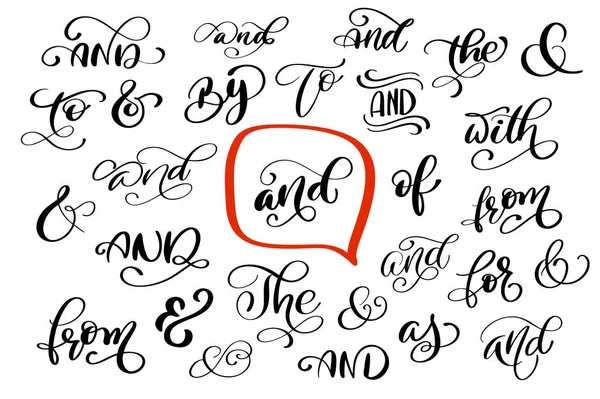 Big collection of hand lettered ampersands and catchwords isolated on white background. Great vector design set for wedding invitations, save the date cards and other stationary