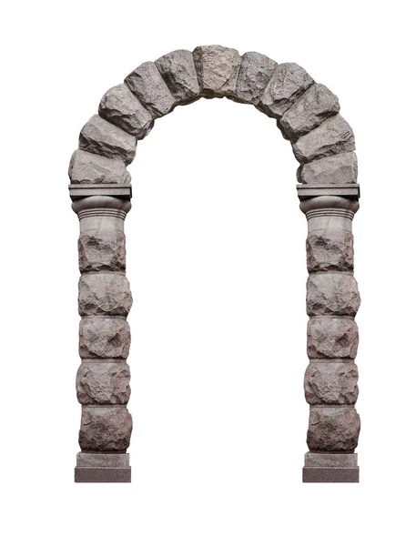 Antiguo arco arquitectónico de óxido de piedra aislado sobre fondo blanco — Foto de Stock