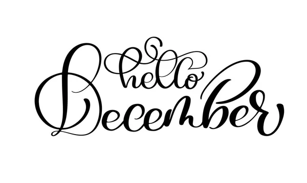 Hand drawn typography lettering phrase Hello December isolated on the white background. Fun brush ink calligraphy inscription for winter greeting invitation card or print design — Stock Vector