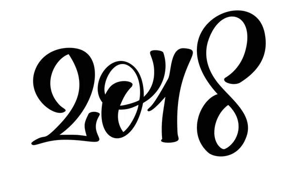 Zwarte nummer christmas 2018 hand getrokken belettering op witte achtergrond. Wenskaart ontwerpsjabloon met kalligrafie voor 2018 Nieuwjaar. Vectorillustratie — Stockvector