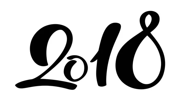 Sayı Noel 2018 elle çizilmiş yazı beyaz zemin üzerine siyah. Hat için 2018 yeni yıl tebrik kartı tasarım şablonu. Vektör çizim — Stok Vektör