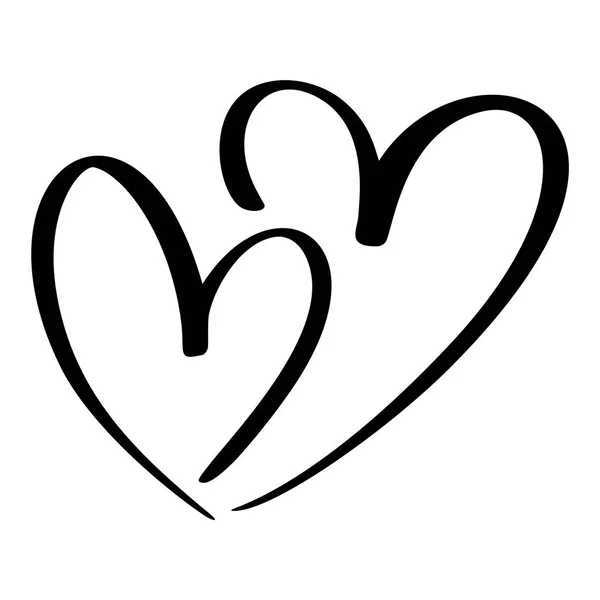 Сердце двух влюбленных. Векторная каллиграфия ручной работы. Декор для поздравительных открыток, кружки, фотонакладки, печать футболки, флаер, дизайн плаката — стоковый вектор