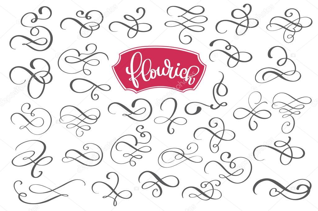 Flourich calligraphic design elements and page decoration for design greeting cards, tattoo, holiday invitations, photo overlays, t-shirt print, flyer, poster design, mug, pillow
