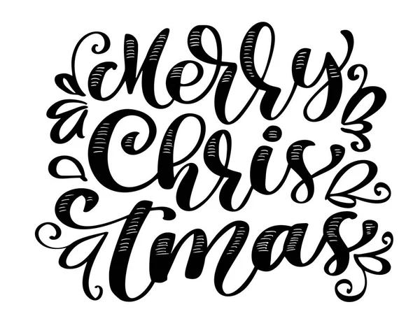 Texto Feliz Navidad letra caligrafía escrita a mano. ilustración vectorial hecha a mano. Tipografía de tinta de pincel divertida para superposiciones de fotos, impresión de camiseta, folleto, diseño de póster — Vector de stock