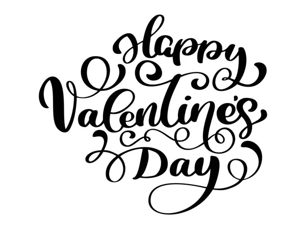 Buon San Valentino poster tipografico con calligrafia scritta a mano, isolato su sfondo bianco. Illustrazione vettoriale — Vettoriale Stock