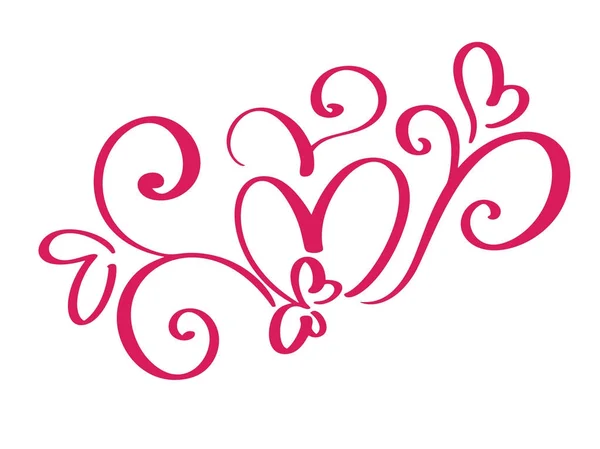 Векторный День Святого Валентина расцветает старинные сердца каллиграфии. Вручную нарисованная эскизная каллиграфия Валентинская любовь и свадебная открытка — стоковый вектор