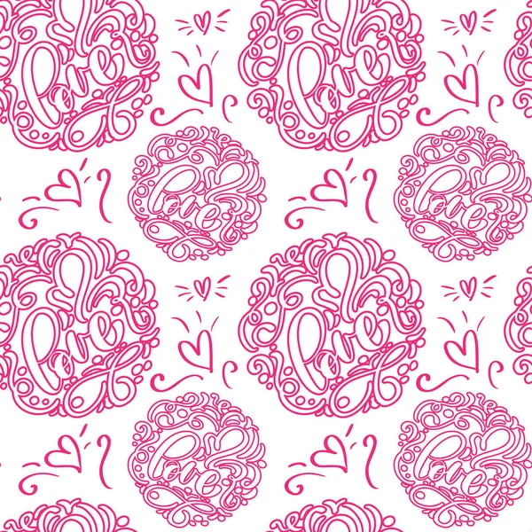 Seamless pattern with hand painted Valentine love and heart. Vector illustration Valentines Day, wedding, birthday greeting card — Stock Vector