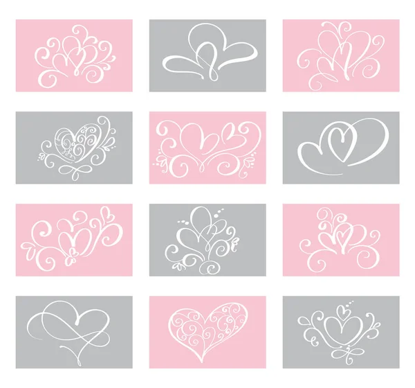 Set Love Vector Valentines modèles de cartes de jour. Dessinée à la main le 14 février collection d'étiquettes cadeaux, étiquettes ou affiches. Vintage fond de lettrage amour — Image vectorielle