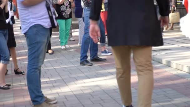 People walk in city. crowd of people in move — Stock Video