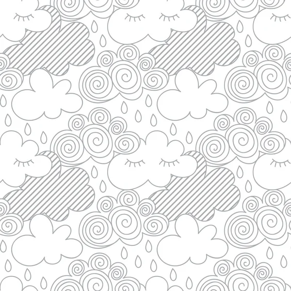 Nuages dans le ciel. Vecteur scandinave motif moderne sans couture, style zentangles — Image vectorielle
