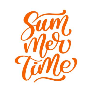 Yaz saati yazı vektör logosu illusrtation, Modern beyaz harflerle hat. Vektör çizim hisse senedi vektör