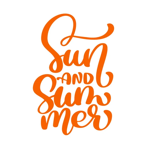 Slunce a letní nápis vektorové logo illusrtation, Moderní kaligrafie písma na bílém pozadí. Vektorové ilustrace vektorové — Stockový vektor