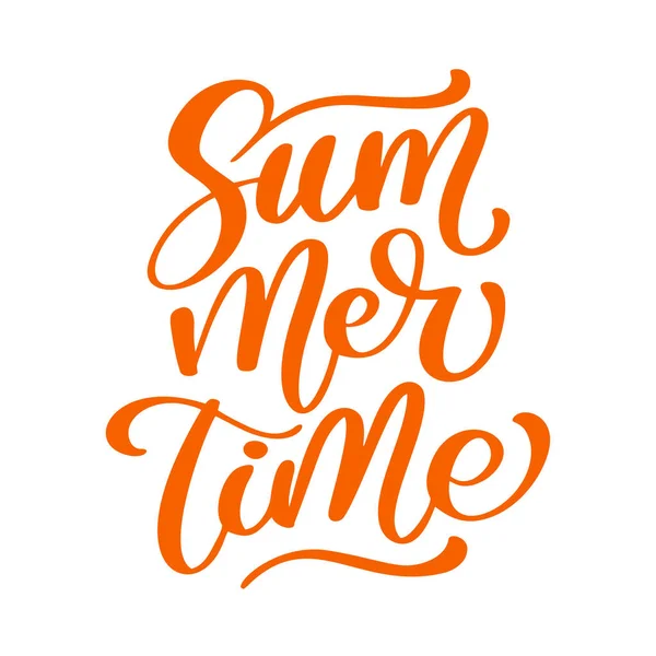 Tiempo de verano lettering vector logo illusrtation, Moderna caligrafía letras en blanco. Vector ilustración stock vector — Archivo Imágenes Vectoriales