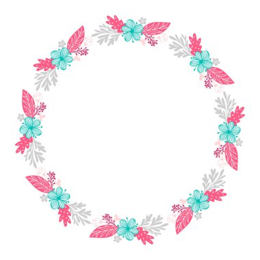 çiçek çelenk buket İskandinav tarzında beyaz arka plan üzerinde izole botanik öğeleri çiçekler. Çizilmiş vektör çizim el