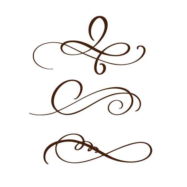 Hand getekende bloeien scheidingsteken kalligrafie elementen. Vectorillustratie — Stockvector