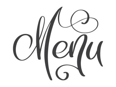 İfade metni vektör çizim yazı menü Restoran elle çizilmiş. Beyaz arka plan üzerinde yazıt. Hat afiş tasarımı için kartı