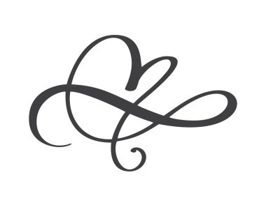 Kalp aşk sonsuza kadar işareti güzelleşmek. Romantik sembol bağlantılı, sonsuzluk birleştirmek, tutku ve düğün. T gömlek, kartı, poster için şablon. Tasarım Sevgililer günü düz unsuru. Vektör çizim