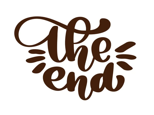 Handdrawing The End Vector text lettering phrase, ornamental movie ending typography Diseño de ilustración para tarjeta de felicitación navideña y para superposiciones fotográficas, impresión de camisetas, volante, diseño de póster — Vector de stock