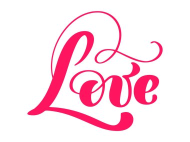 Tebrik kartı tasarımı ile şık kırmızı metin mutlu Sevgililer günü kutlaması için seviyorum. yazı alıntı. Vektör vintage metin, ifade yazı. Beyaz arka plan üzerinde izole