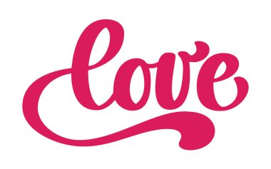 Tebrik kartı tasarımı ile şık kırmızı metin mutlu Sevgililer günü kutlaması için seviyorum. yazı alıntı. Vektör vintage metin, ifade yazı. Beyaz arka plan üzerinde izole