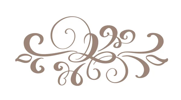 Borde dibujado a mano florecer separador Caligrafía elementos de diseño. Ilustración de boda vintage vectorial aislado sobre fondo blanco — Archivo Imágenes Vectoriales