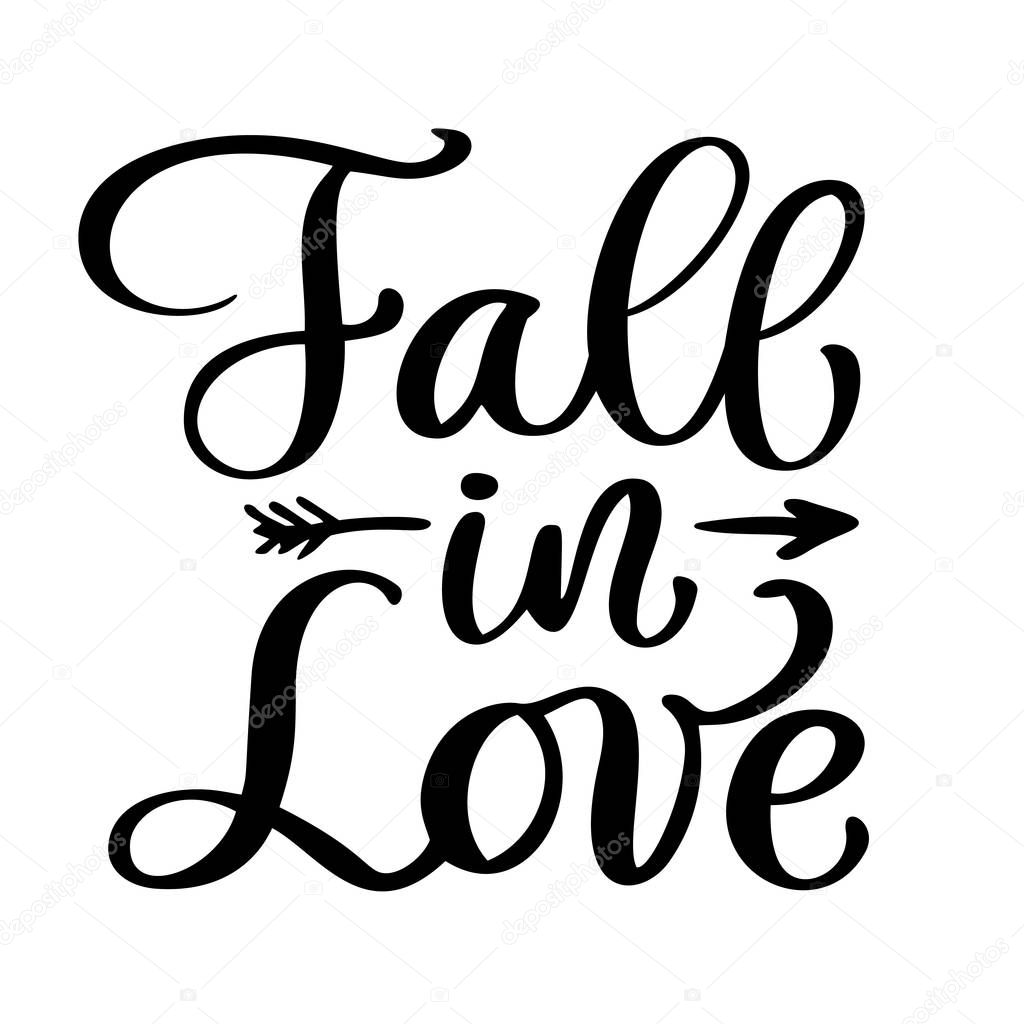 Download Fall in love postcard vector. Phrase for Valentines day ...