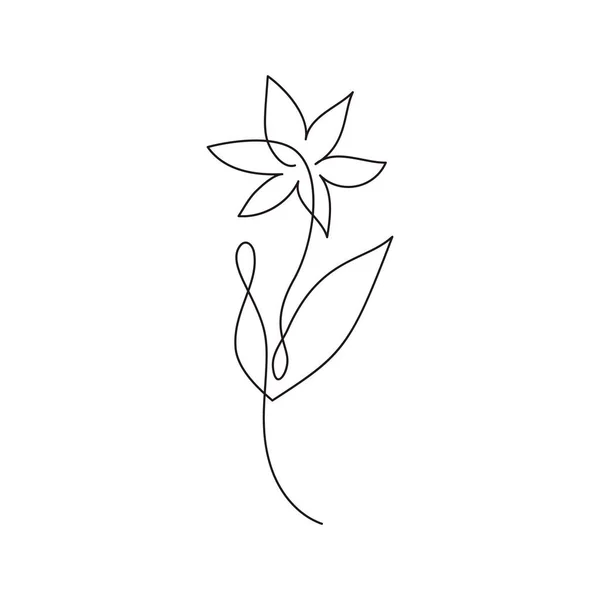 Continuous line hand drawing calligraphic vector flower. Concept logo beauty. Monoline spring floral design element in minimal style. Valentine love concept — 스톡 벡터