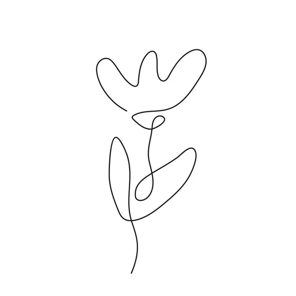 Kontinuerlig linje hand ritning kalligrafisk vektor blomma. Begreppet logotyp skönhet. Monoline fjäder blommig design inslag i minimal stil. Valentine kärlek koncept — Stock vektor