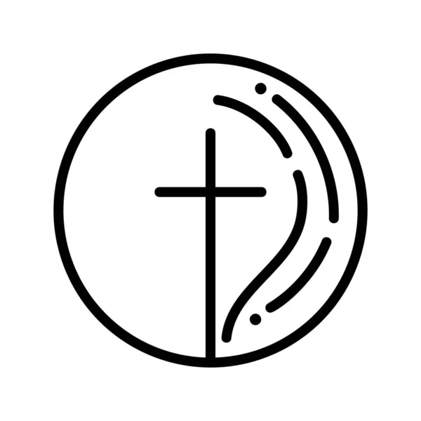 Ręcznie rysowany chrześcijański znak krzyża dookoła. Symbol religii, ikona religii monolińskiej. Ikona znaków i symboli może być używana do tworzenia stron internetowych, logo, aplikacji mobilnej — Wektor stockowy