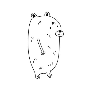 Tatlı çizgi film karikatür ayısı. Logo vektörü beyaz arkaplanda izole edildi. özet siyah ve beyaz illüstrasyon, tasarım ögesi