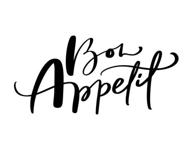 Afiyet olsun İştah Vektörü el yazısı kaligrafik harfler çizdi. Sosyal medya ve mobil uygulamalar için. Bloglama işareti, tasarım şablonu, modern trend tasarım çizimi