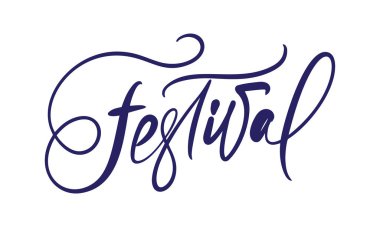 El çizimi vektör kaligrafik metin festivali. Müzikal ya da yemek tatili illüstrasyonları. Poster ya da tişört tasarımı, afiş ve poster için