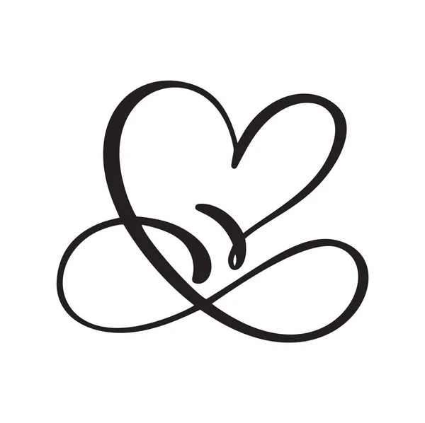 Coeur amour signe logo. Élément design florissant pour carte de Saint-Valentin. Illustration vectorielle. Infinity Mariage symbole romantique. Modèle pour t-shirt, carte, affiche — Image vectorielle