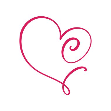Vektör Vintage çiçek harfi monogramı C. Kaligrafi elemanı logosu Valentine çerçevesi. Sayfa dekorasyonu ve tasarım çizimi için elle çizilmiş kalp işareti. Davetiye için düğün kartı