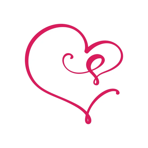 Vector Vintage floral monogram letter S. Calligraphy element logo Valentine flourish frame. Hand drawn heart sign for page decoration and design illustration. Love wedding card or invitation — Stock Vector