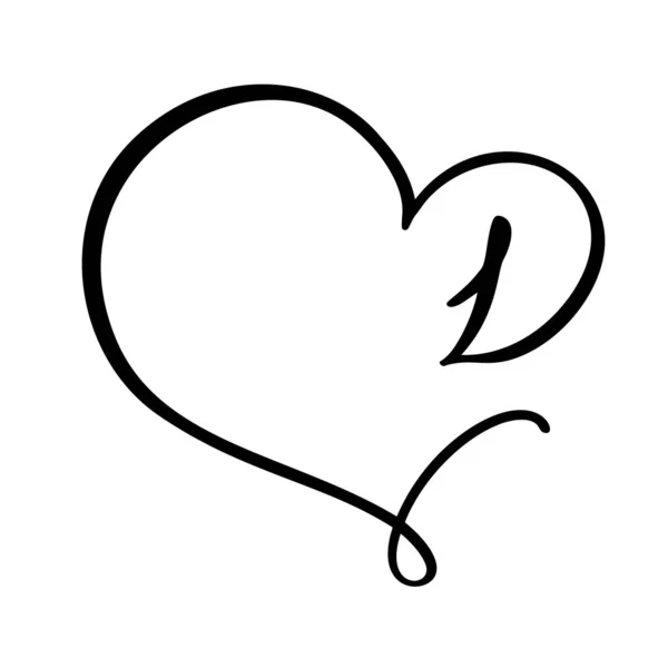 Vector Vintage floral monogram number 1 one. Calligraphy element logo Valentine flourish frame. Hand drawn heart sign for page decoration and design illustration. Love wedding card or invitation — 스톡 벡터