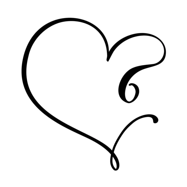 Vector Vintage bloemenmonogram nummer 6. Kalligrafie element logo Valentijn floreren frame. Handgetekend hart teken voor pagina decoratie en design illustratie. Liefde trouwkaart of uitnodiging — Stockvector