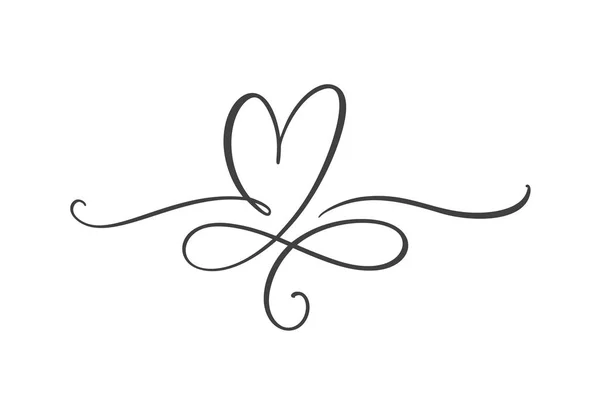 Heart love logo with Infinity sign. Design flourish element for valentine card. Vector illustration. Romantic symbol wedding. Template for t shirt, banner, poster — 스톡 벡터