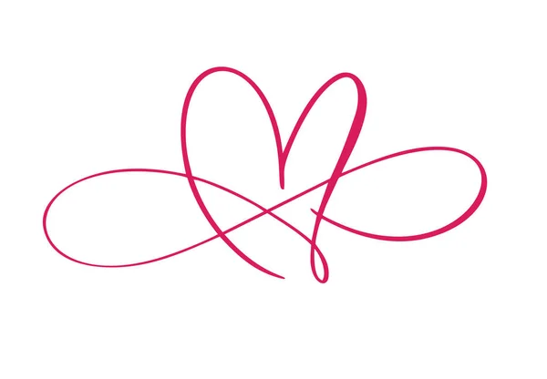 Heart love logo with Infinity sign. Design flourish element for valentine card. Vector illustration. Romantic symbol wedding. Template for t shirt, banner, poster — 스톡 벡터