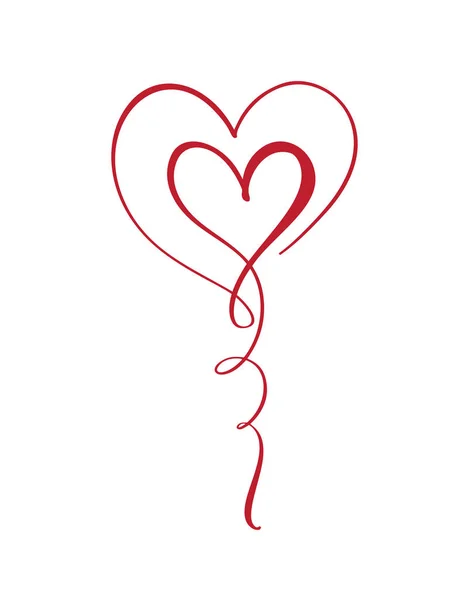 İki kızıl aşığın kalbi. Valentine kartı el yapımı vektör kaligrafisi. Tebrik kartı, fotoğraf kaplamaları, tişört baskısı, broşür, poster tasarımı için dekor — Stok Vektör