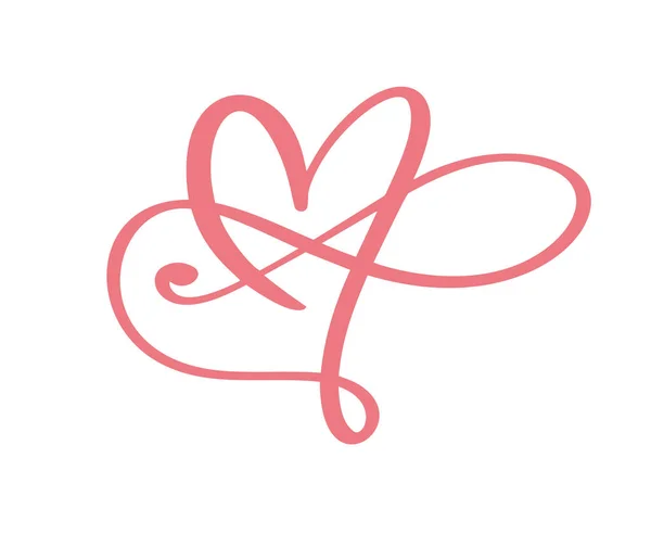 Heart love logo with Infinity sign. Design flourish element for valentine card. Vector illustration. Romantic symbol wedding. Template for t shirt, banner, poster — 스톡 벡터