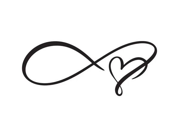 Logo de amor del corazón con signo Infinity. Diseño florecer elemento para tarjeta de San Valentín. Ilustración vectorial. Una boda romántica. Plantilla para camiseta, banner, póster — Vector de stock