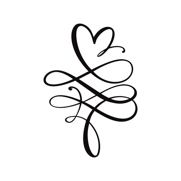 Heart love logo with Infinity sign. Design flourish element for valentine card. Vector illustration. Romantic symbol wedding. Template for t shirt, banner, poster — 스톡 벡터