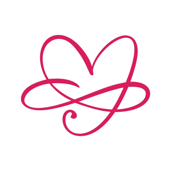 Coeur amour logo avec signe Infinity. Élément design florissant pour carte de Saint-Valentin. Illustration vectorielle. Symbole romantique mariage. Modèle pour t-shirt, bannière, affiche — Image vectorielle