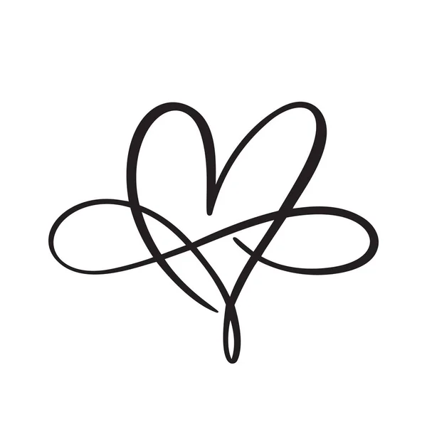 Logotipo do amor do coração com sinal do infinito. Design flourish elemento para cartão de namorados. Ilustração vetorial. Casamento de símbolo romântico. Modelo para t-shirt, banner, cartaz —  Vetores de Stock