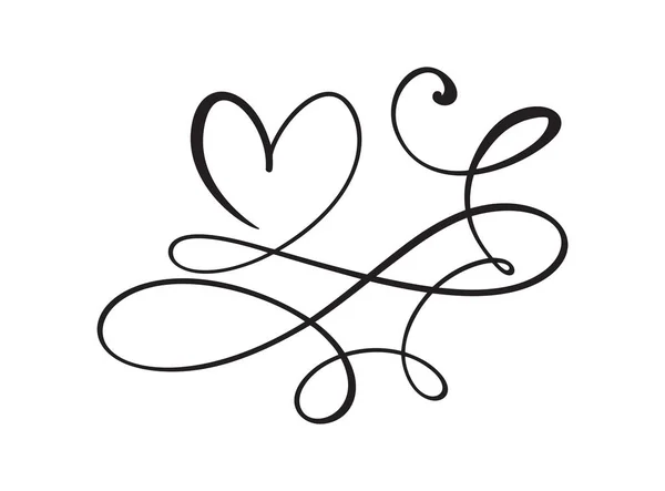Heart love logo with Infinity sign. Design flourish element for valentine card. Vector illustration. Romantic symbol wedding. Template for t shirt, banner, poster — 스톡 벡터